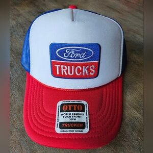 NWT Ford Red White and Blue Trucker Hat Classic Mesh Design